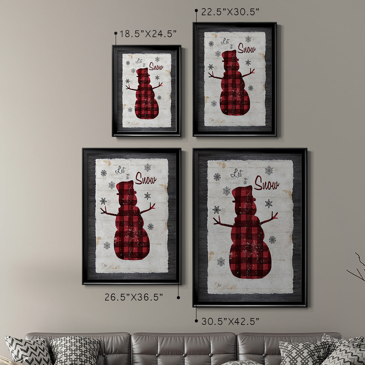 Checkered Snowman I - Modern Framed Canvas Print