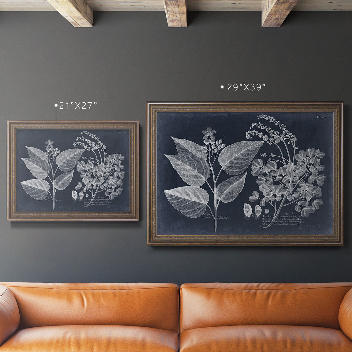 Foliage on Navy III Premium Framed Canvas- Ready to Hang