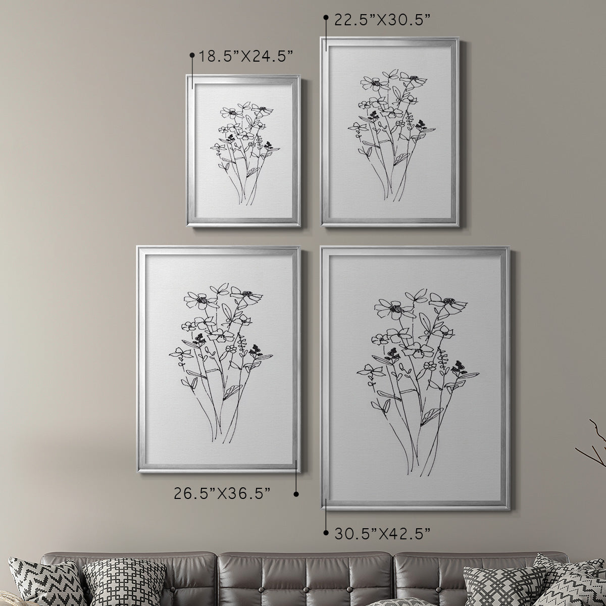 Farmhouse Plants I - Modern Framed Canvas Print