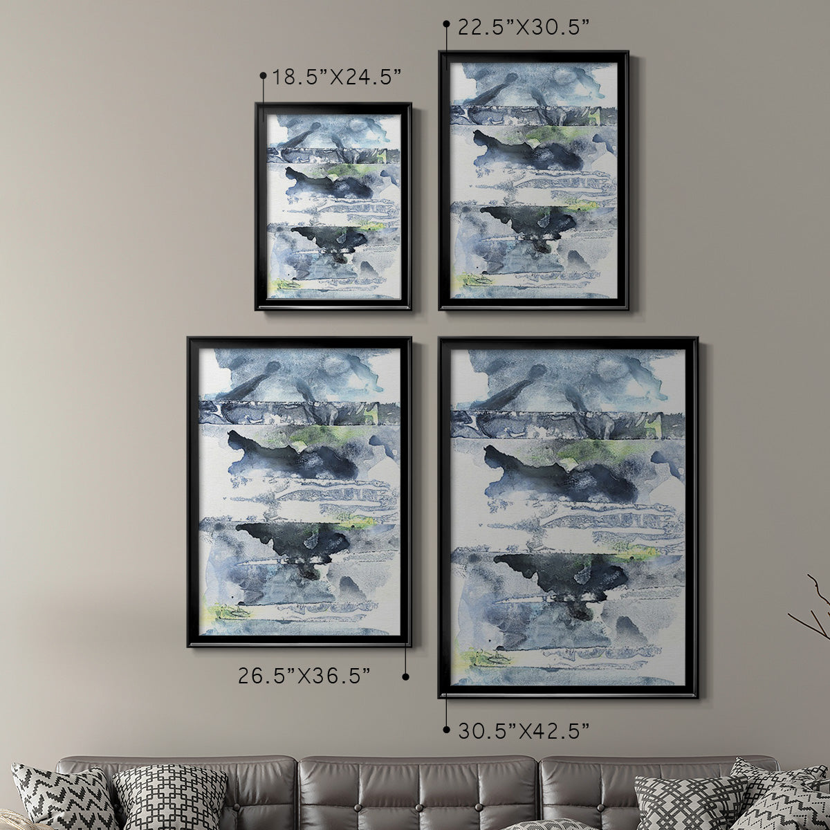 Blue Memories II - Modern Framed Canvas Print