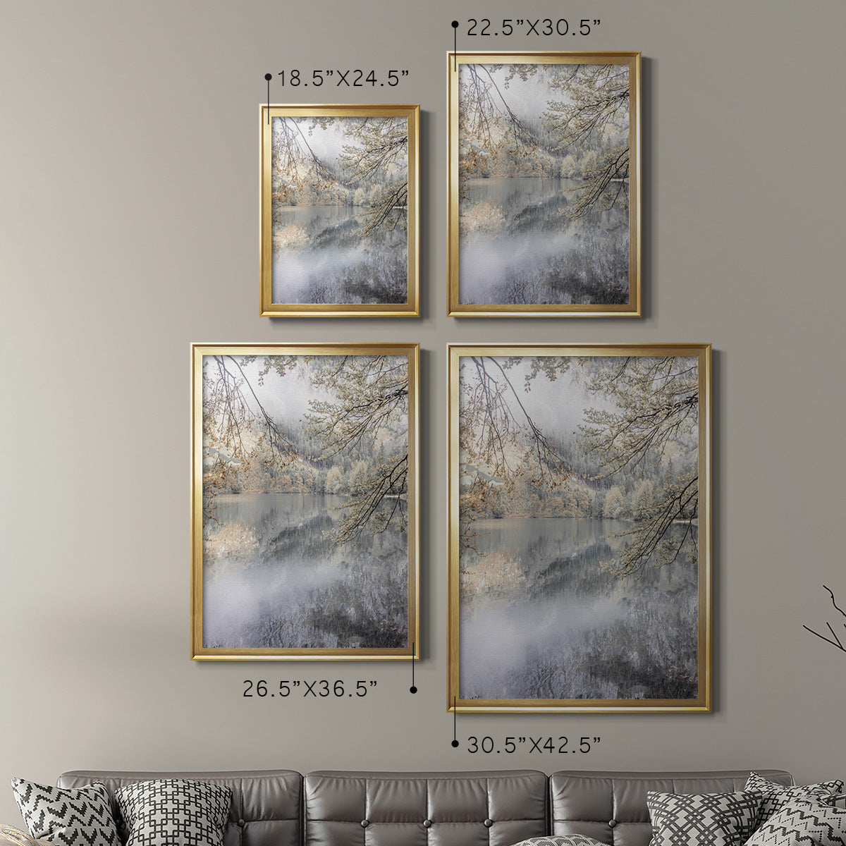 Misty Lake - Modern Framed Canvas Print