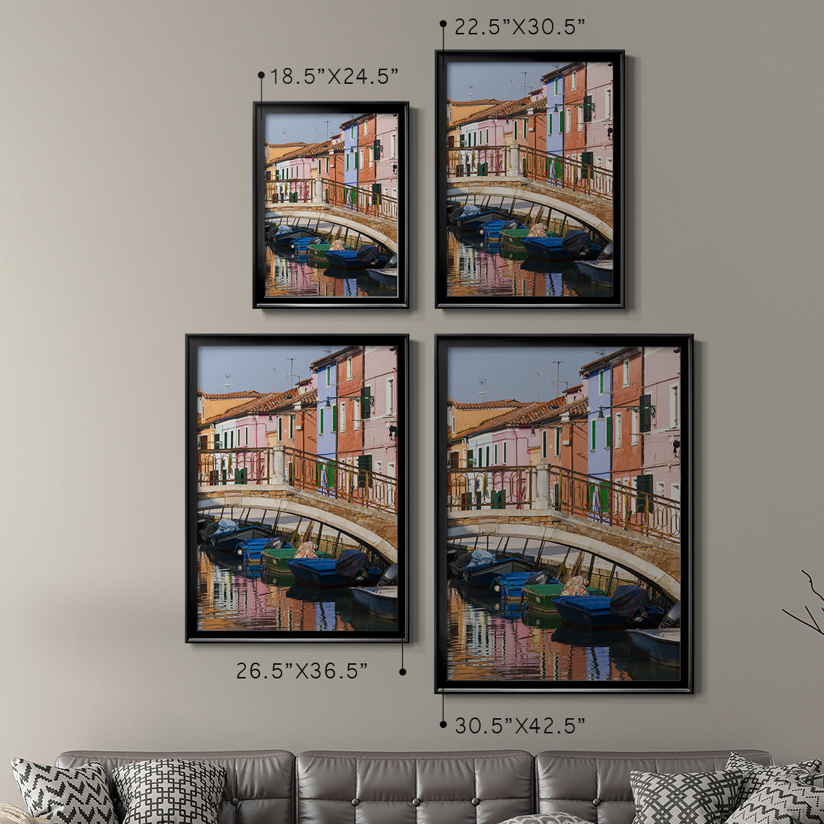 Colorful Canal - Modern Framed Canvas Print