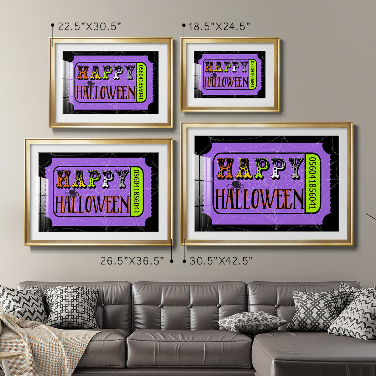 Happy Halloween Ticket - Modern Framed Art Print