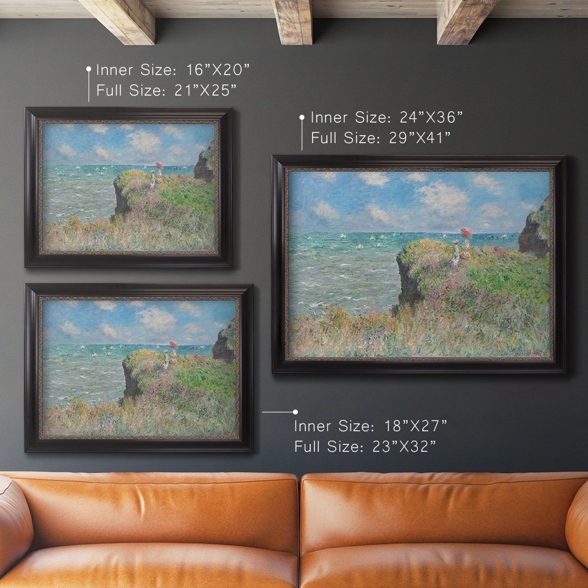 Cliff Walk At Pourville, 1882 - Ornate Framed Canvas Print