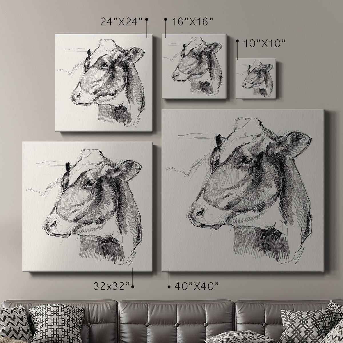 Holstein Portrait Sketch II - Canvas Art Print