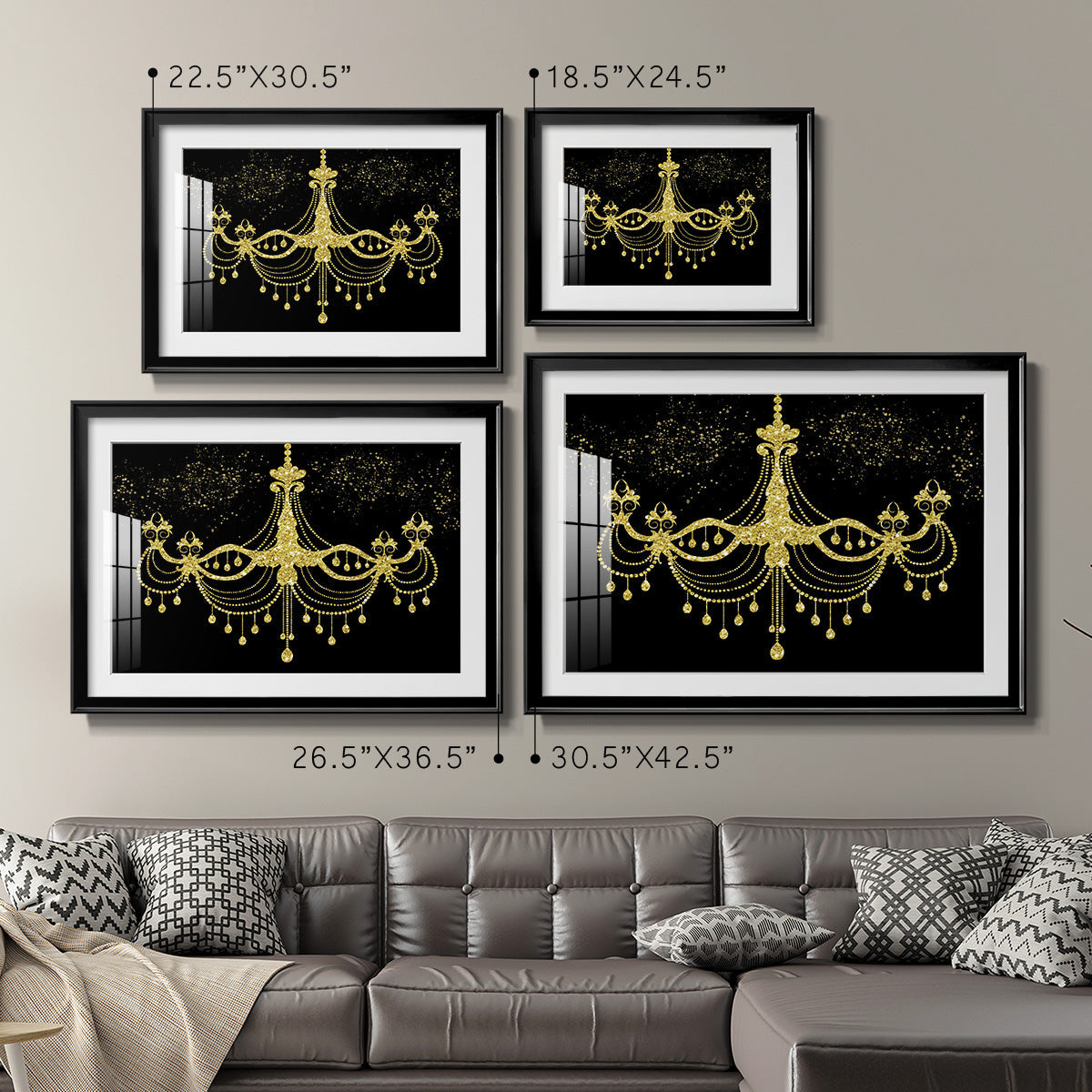 Golden Chandelier Premium Framed Print - Ready to Hang