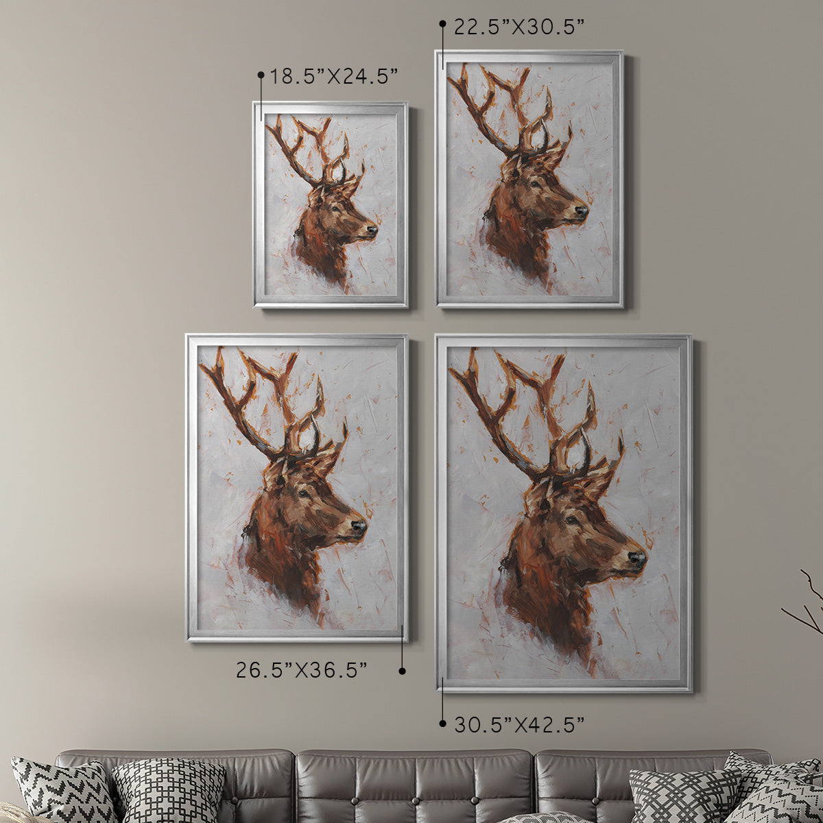 Stag Study II - Modern Framed Canvas Print