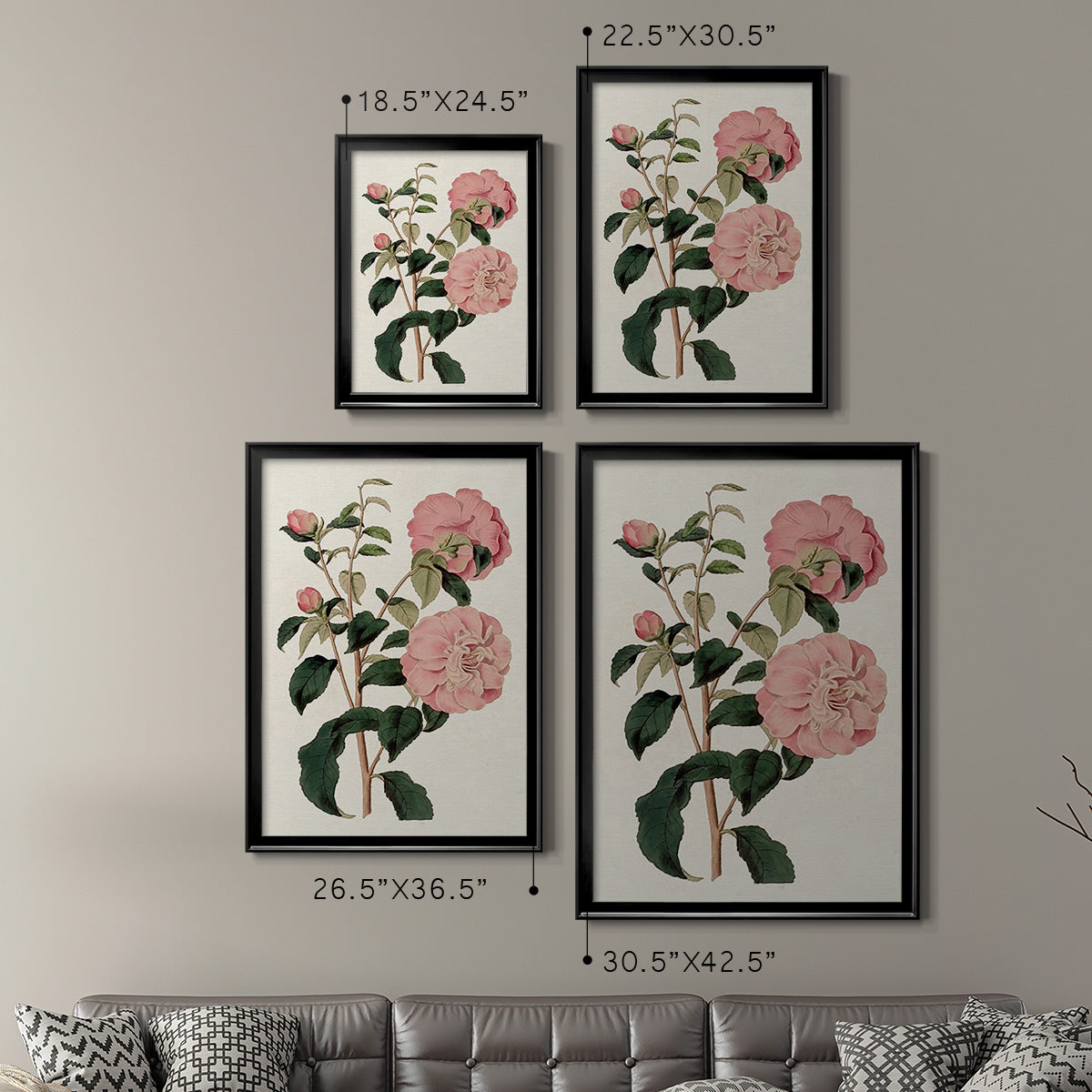 Pink Floral Mix IV - Modern Framed Canvas Print