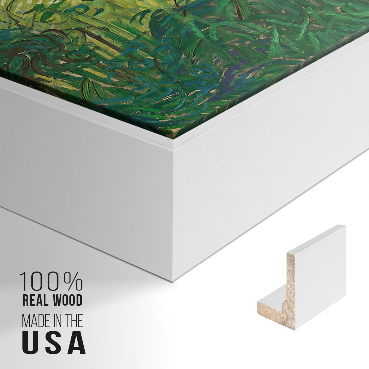 Green Wheat Field with Cypress, 1889 - Floater Framed Canvas Print