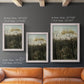 Dreamlike forest landscape scene by Henri Rousseau in an ornate weathered white frame shown in multiple vertical size options.