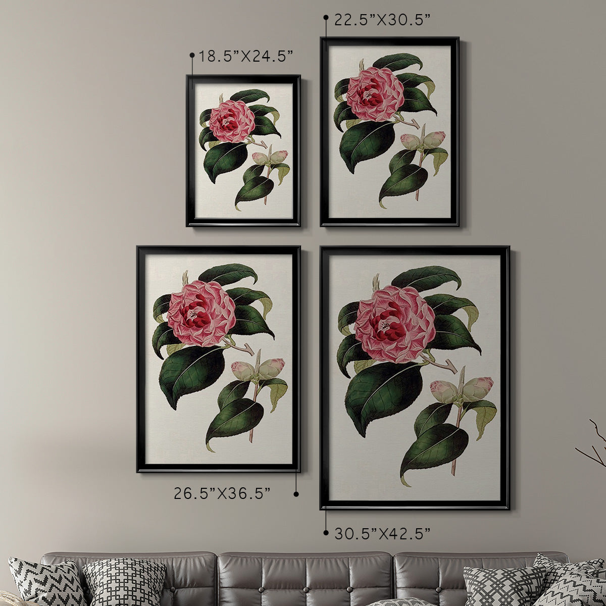Pink Floral Mix III - Modern Framed Canvas Print