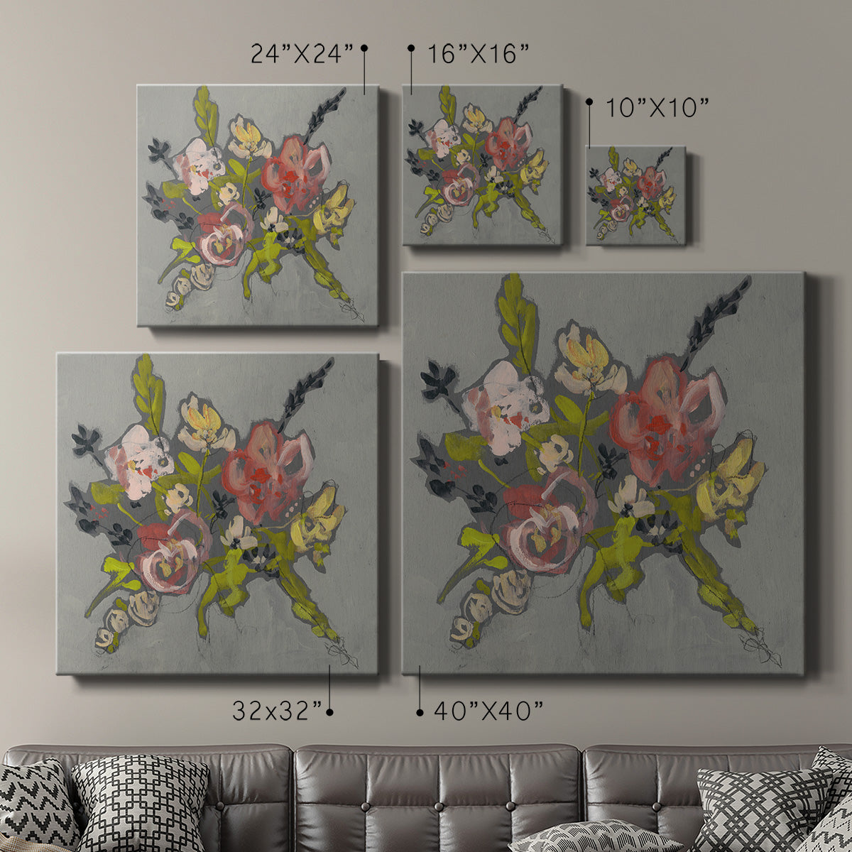 Blush & Paynes Bouquet II - Canvas Art Print