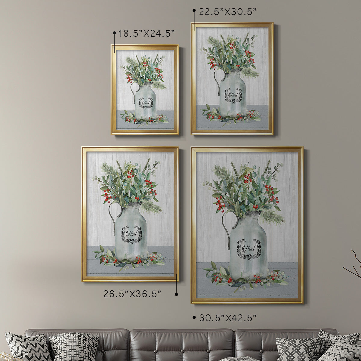 Farmhouse Christmas Noel - Modern Framed Canvas Print