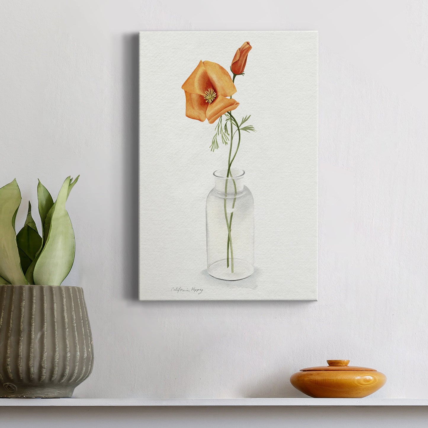 California Poppy Vase I Premium Gallery Wrapped Canvas - Ready to Hang