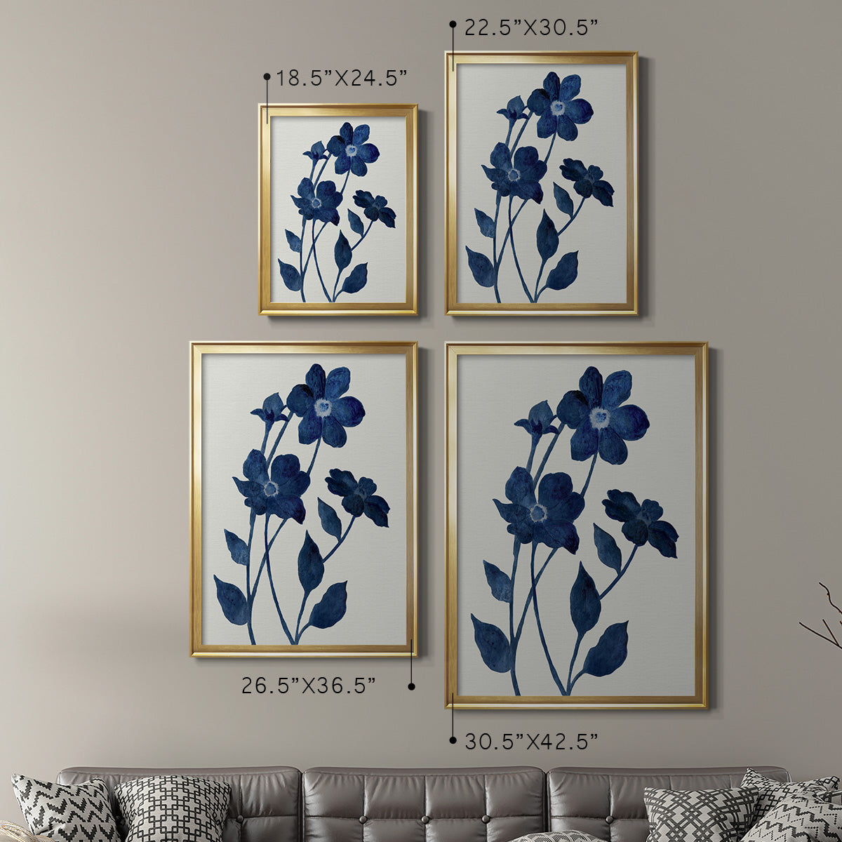 Indigo Bloom II - Modern Framed Canvas Print