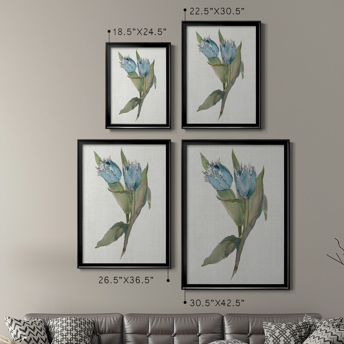 Blue Tulip Picks II - Modern Framed Canvas Print