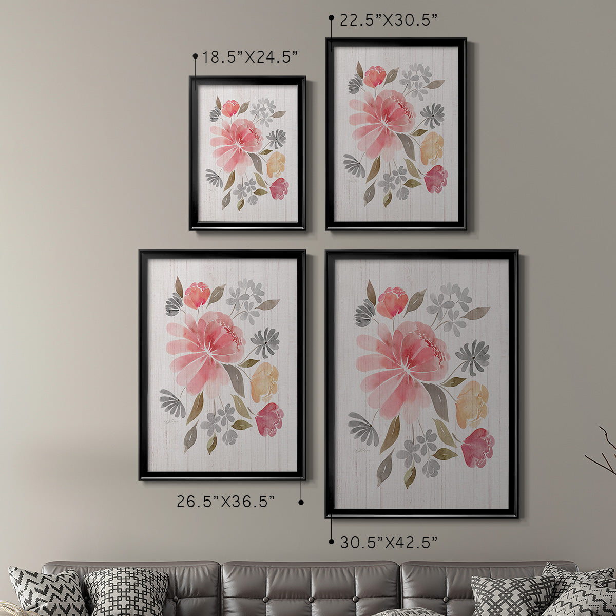 Loose Peonies I - Modern Framed Canvas Print