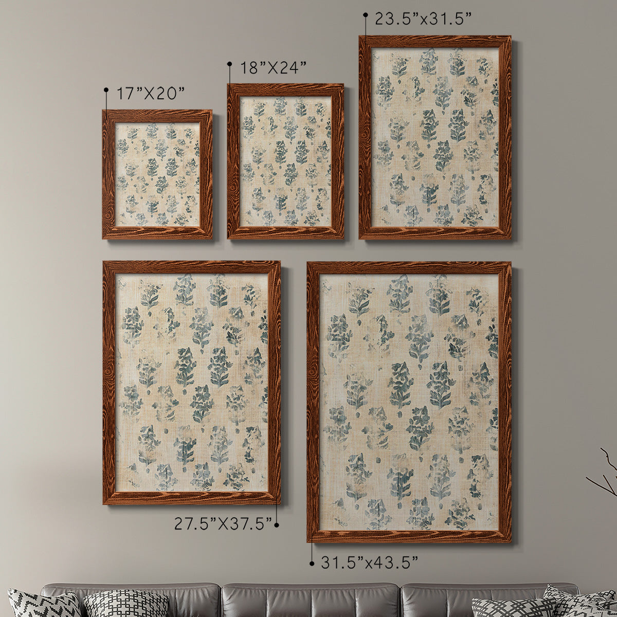 Vintage Blockprint I - Premium Framed Canvas 2 Piece Set - Ready to Hang