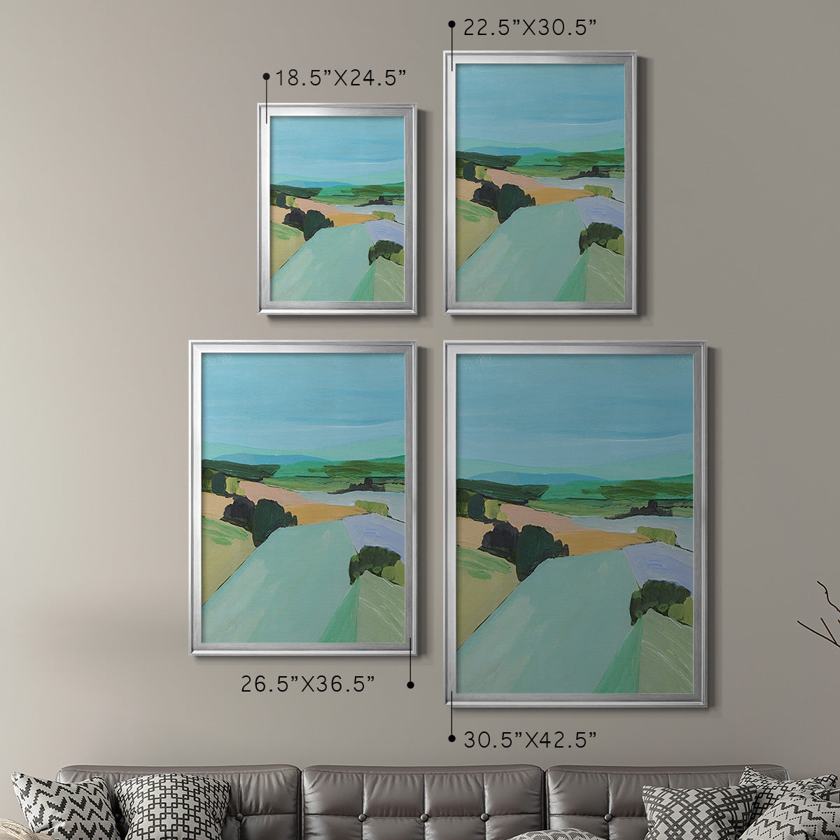 Bright Colored Countryside IV - Modern Framed Canvas Print