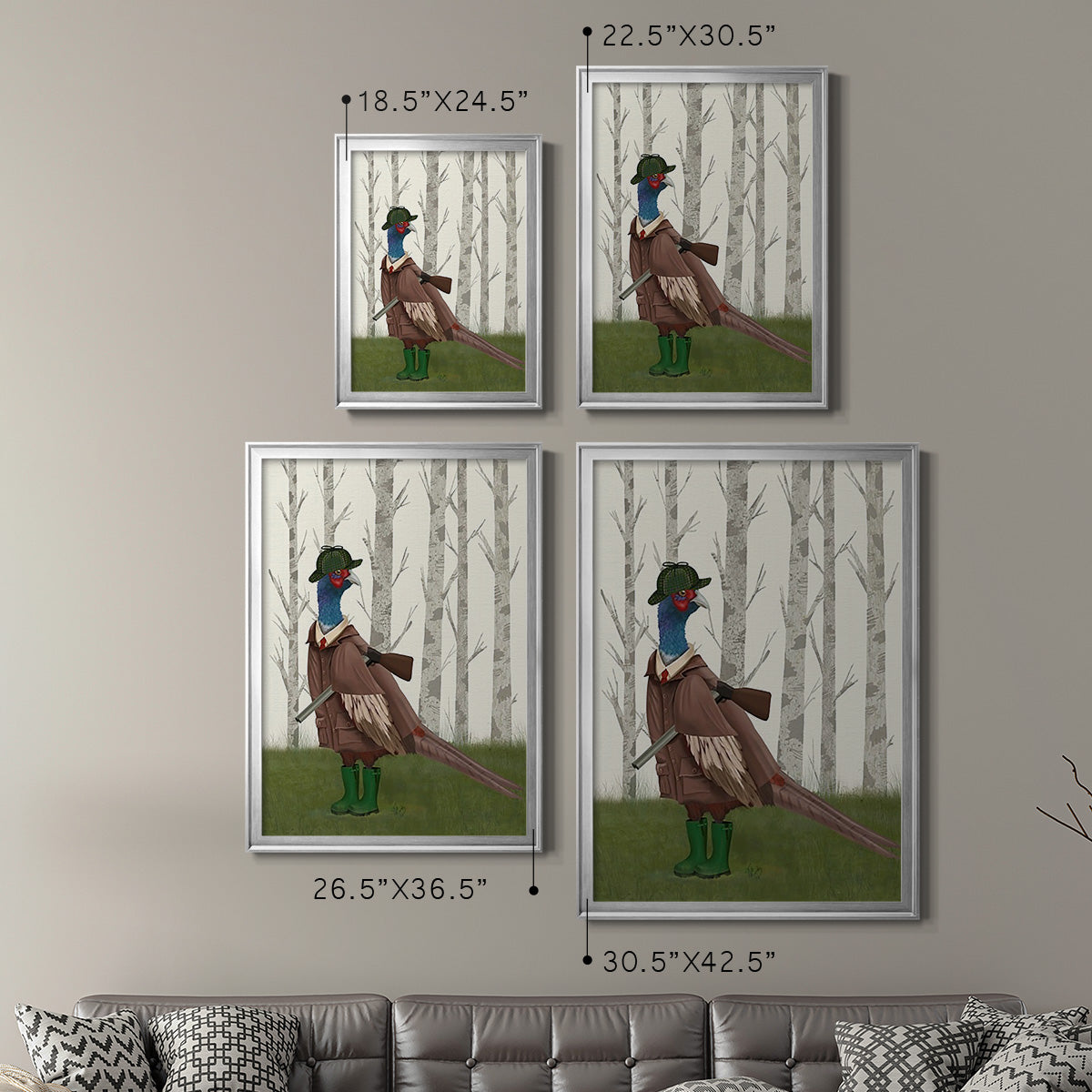 Pheasant Shooting Party 5 - Modern Framed Canvas Print