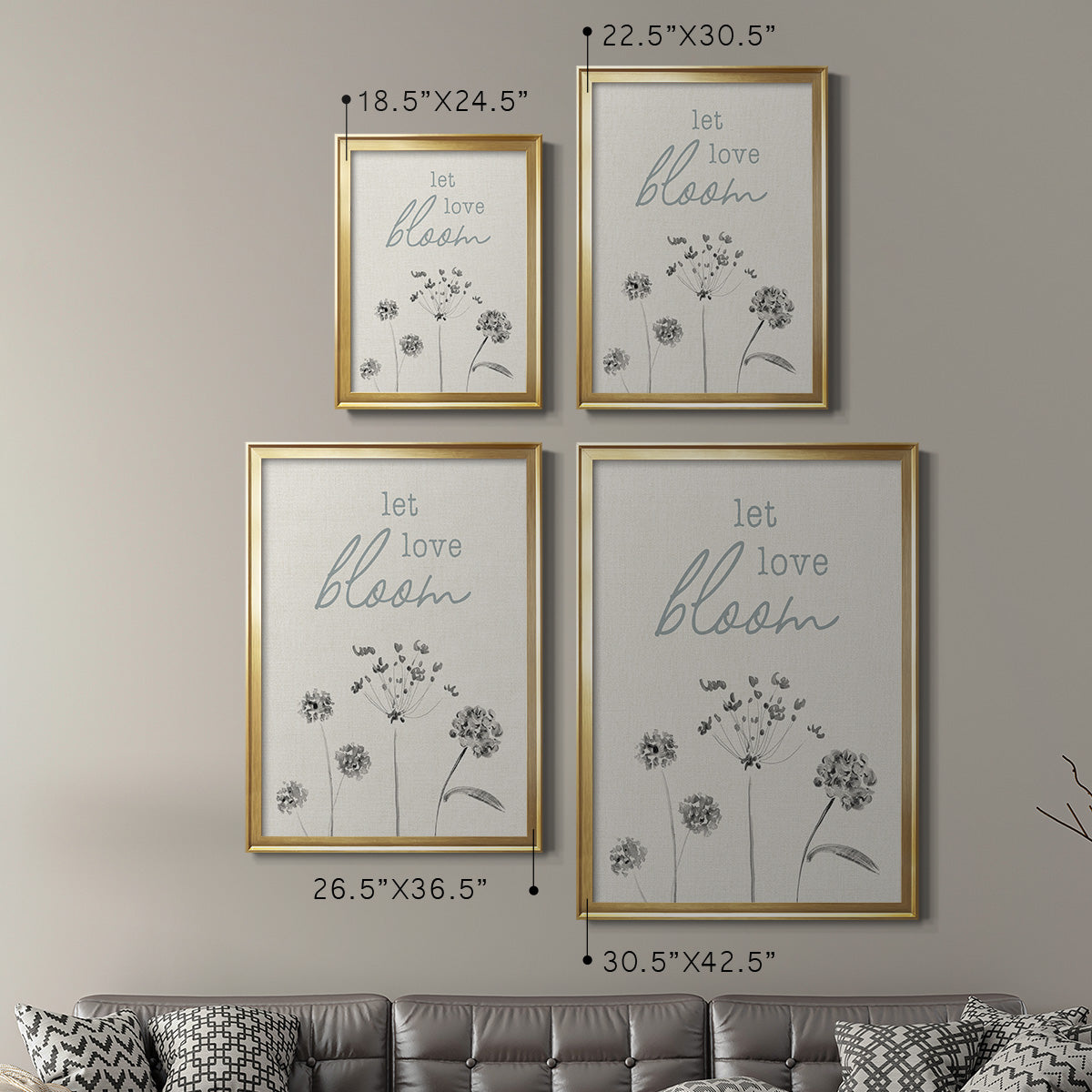 Let Love Bloom - Modern Framed Canvas Print