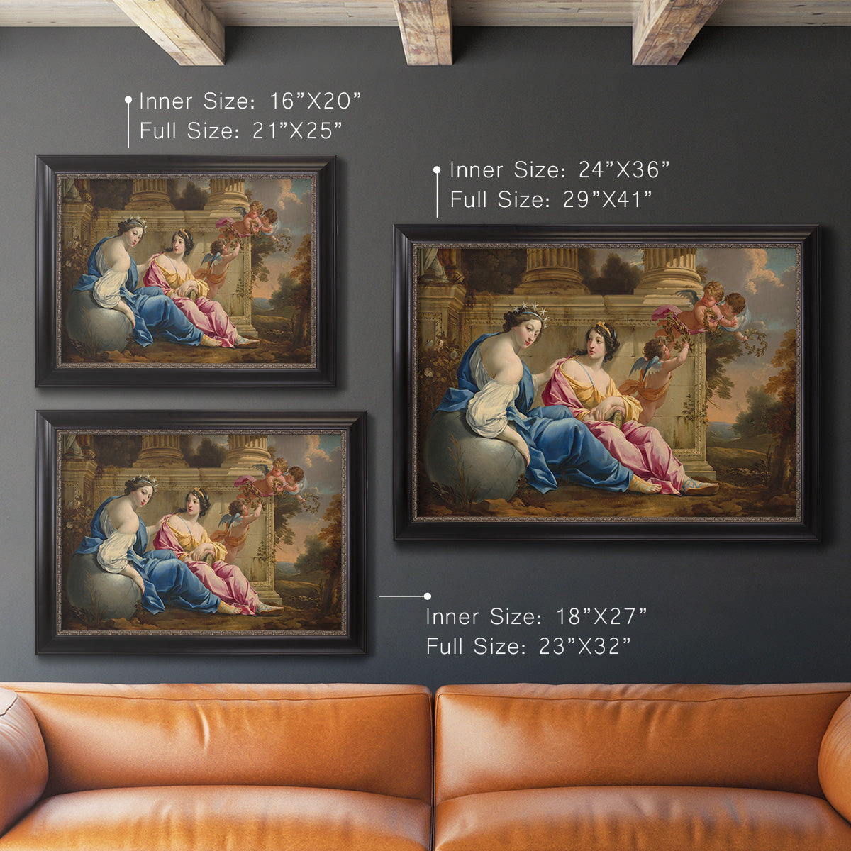 The Muses Urania and Calliope - Ornate Framed Canvas Print