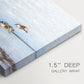 Canvas art print of a group of geese gathered near water in a natural wetland landscape, highlighting texture and gallery-wrapped edges