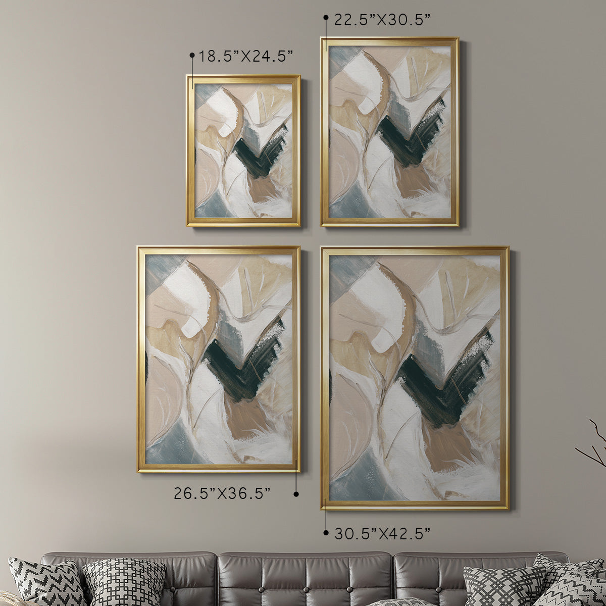 Marble Lines II - Modern Framed Canvas Print