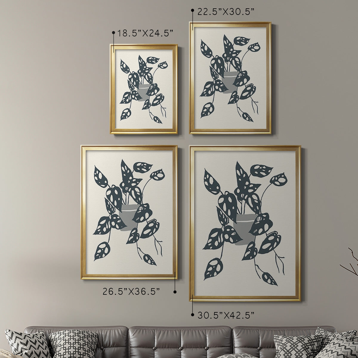 Growing Leaves IV - Modern Framed Canvas Print