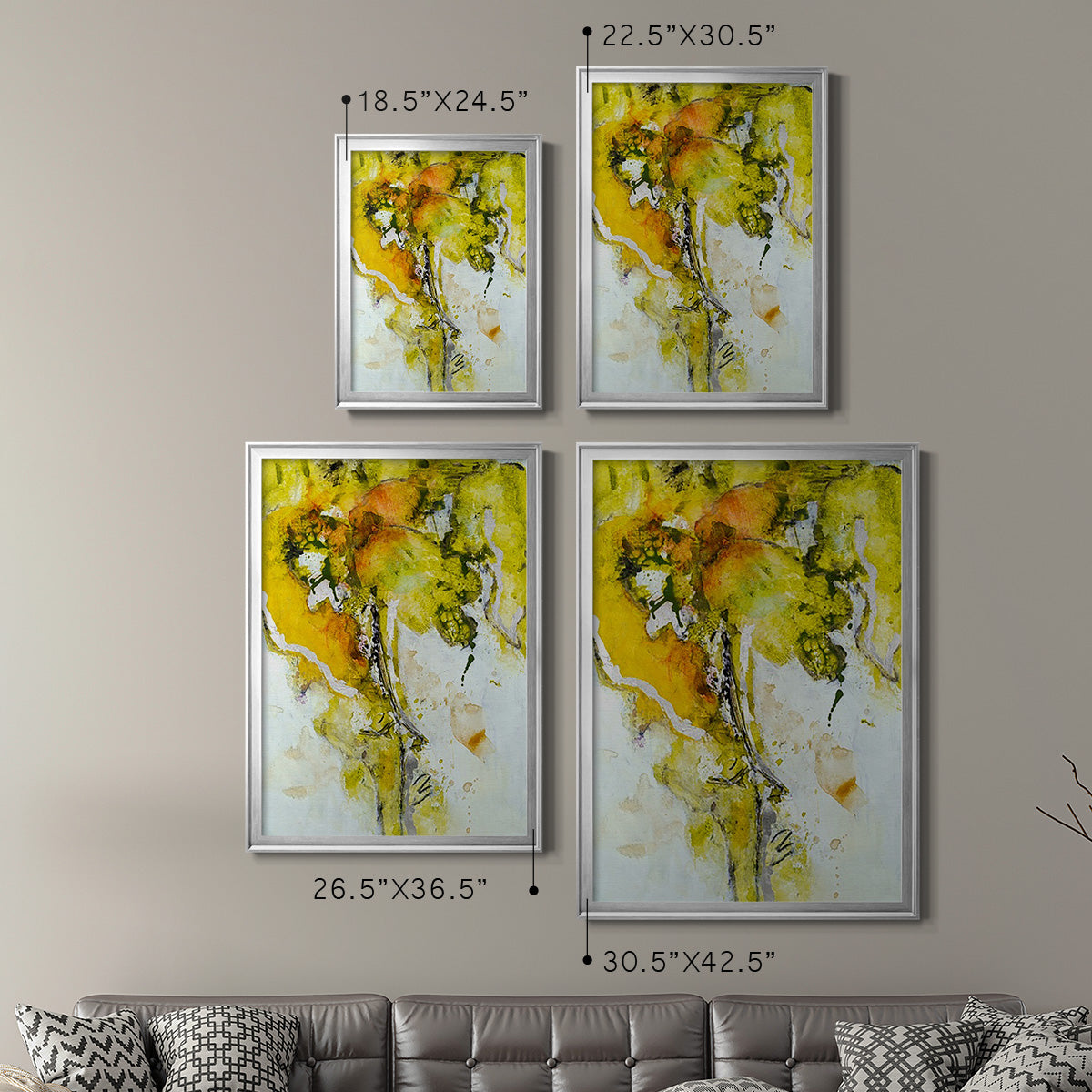 Golden Foliage II - Modern Framed Canvas Print