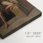 Close-up of a gallery-wrapped canvas corner showing a refined nude study with minimal background, highlighting texture and print detail.