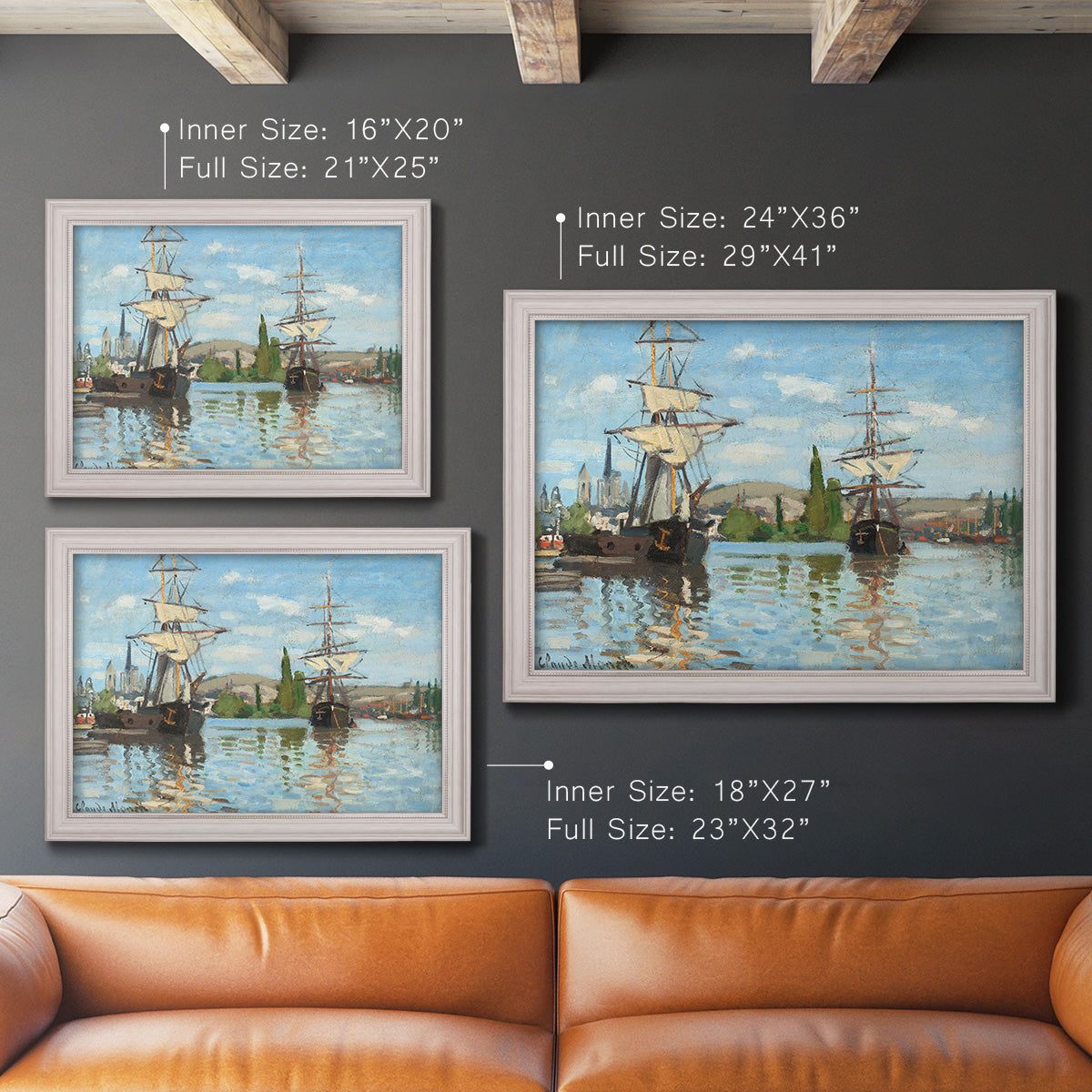 Ships Riding on the Seine - Ornate Framed Canvas Print