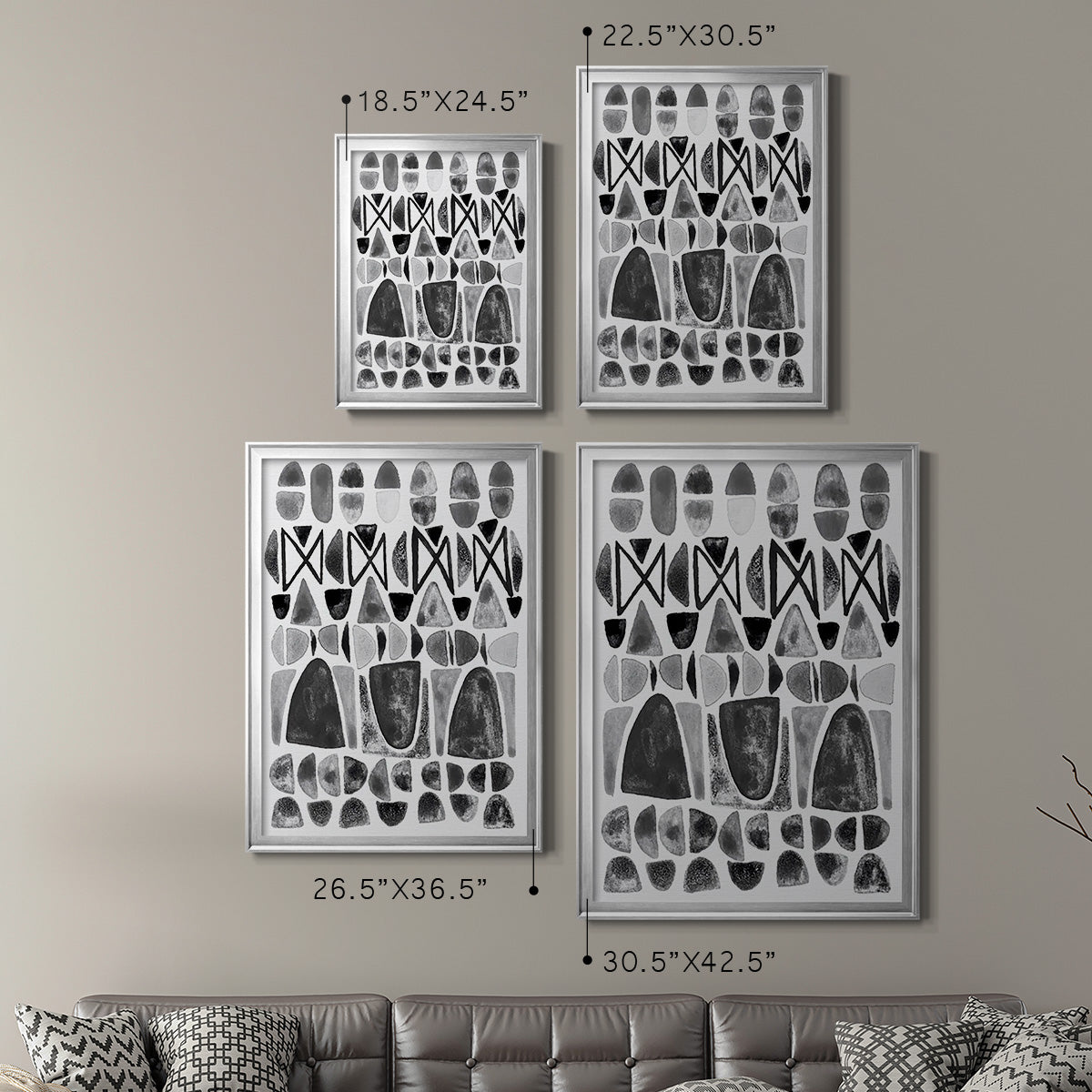 Grey Arches III - Modern Framed Canvas Print