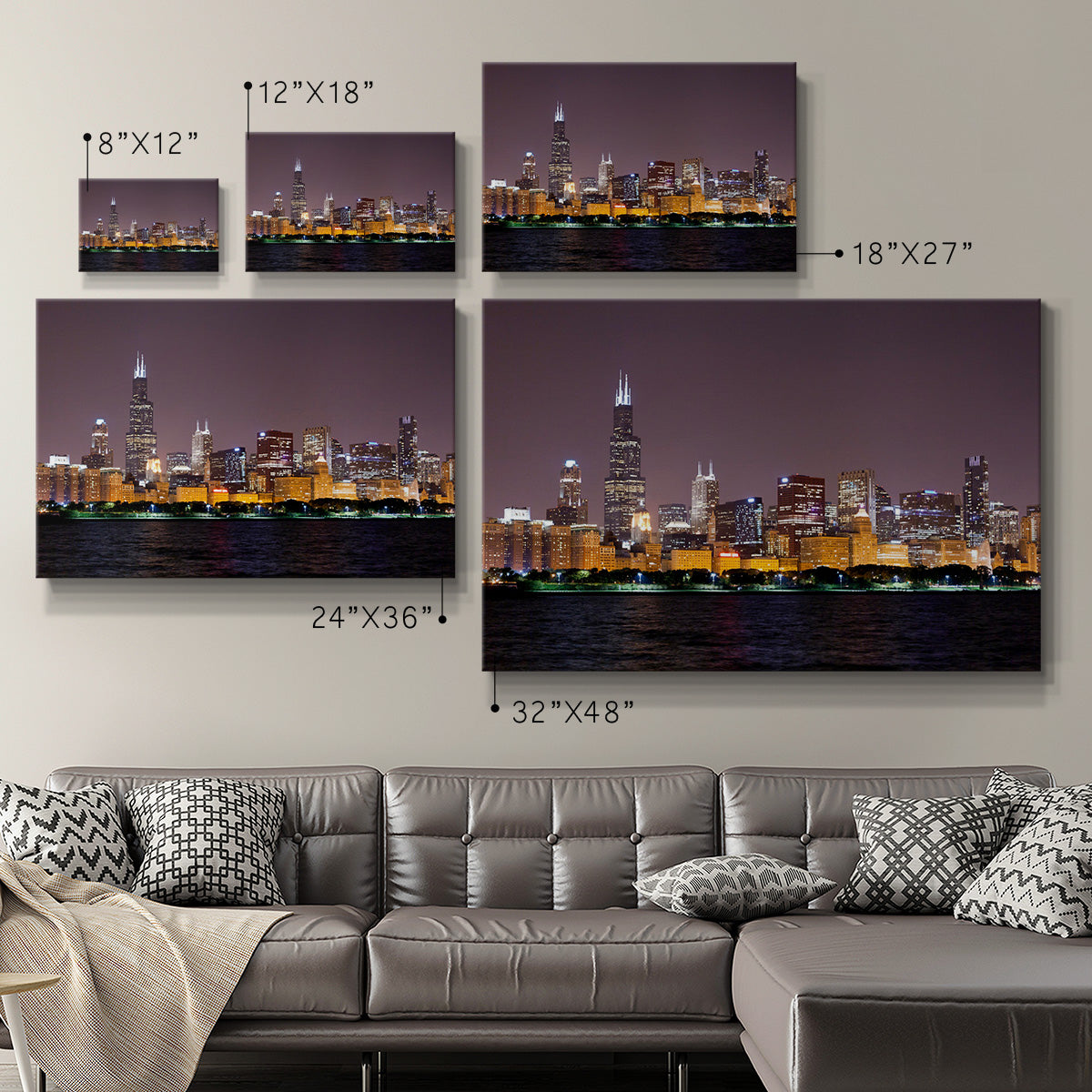 Late Night City Chicago - Canvas Art Print