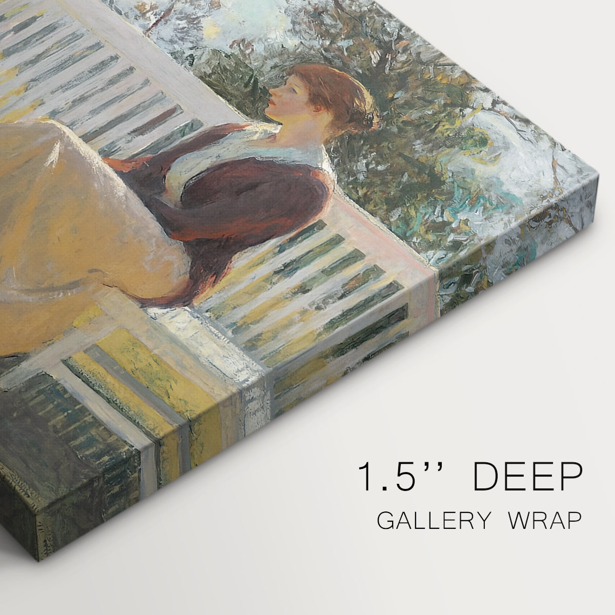 Canvas art print of a woman and child seated outdoors in natural light, highlighting texture and gallery-wrapped edges