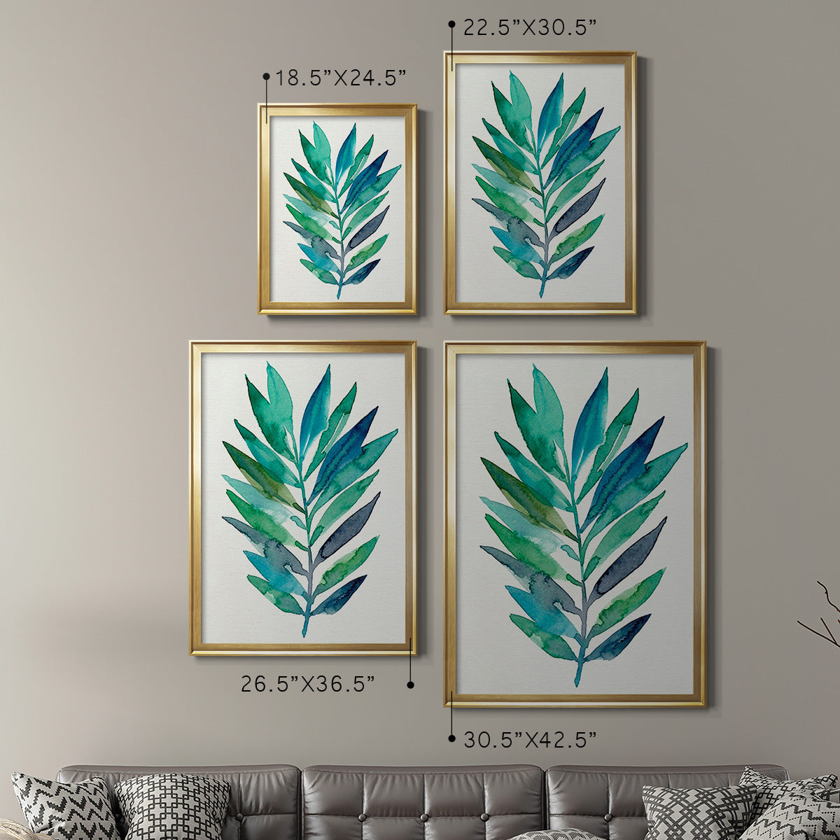 Palm Frond Flow II - Modern Framed Canvas Print