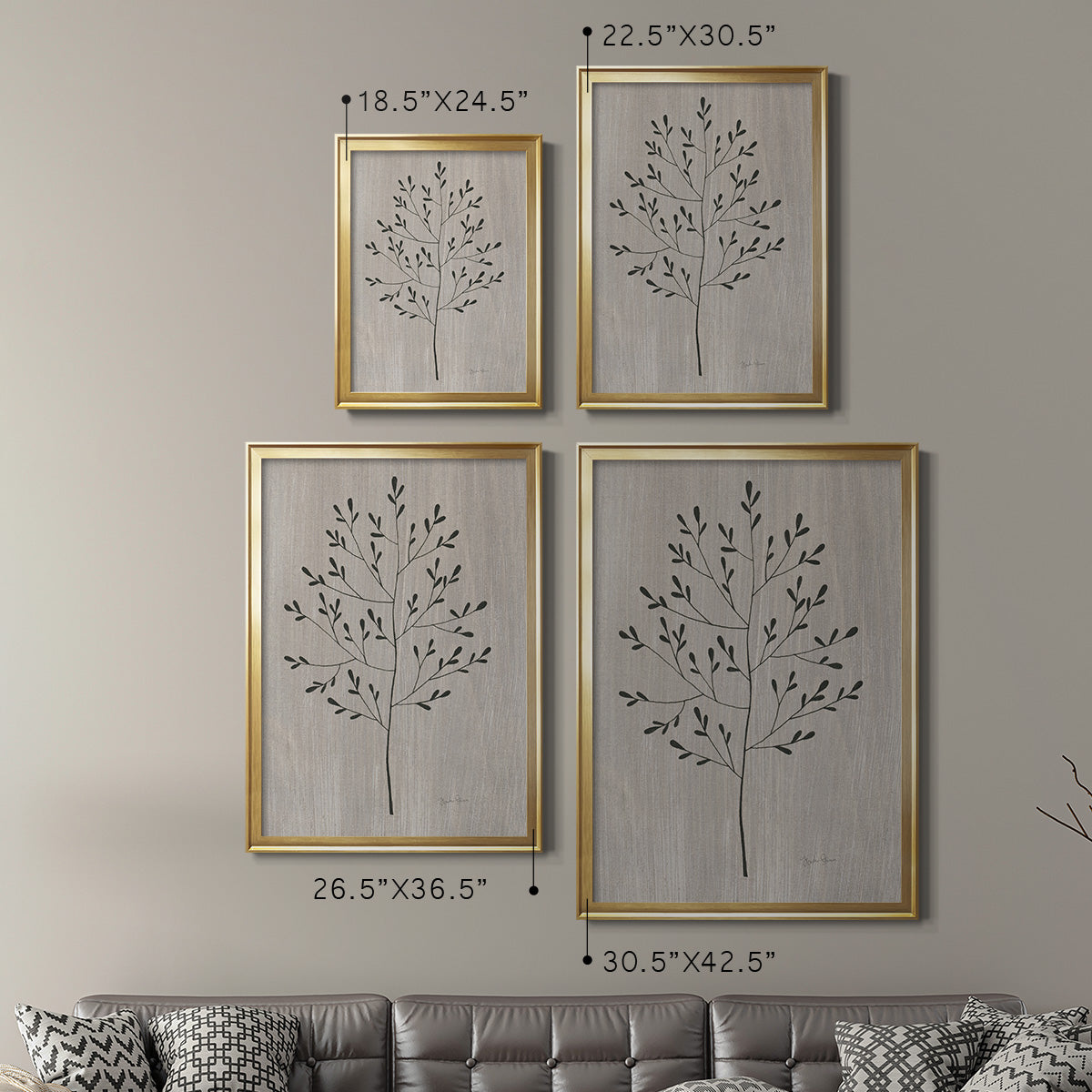 Leaves and Wood II - Modern Framed Canvas Print