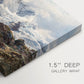 Canvas art print of a towering mountain peak rising above rocky alpine landscape, highlighting texture and gallery-wrapped edges