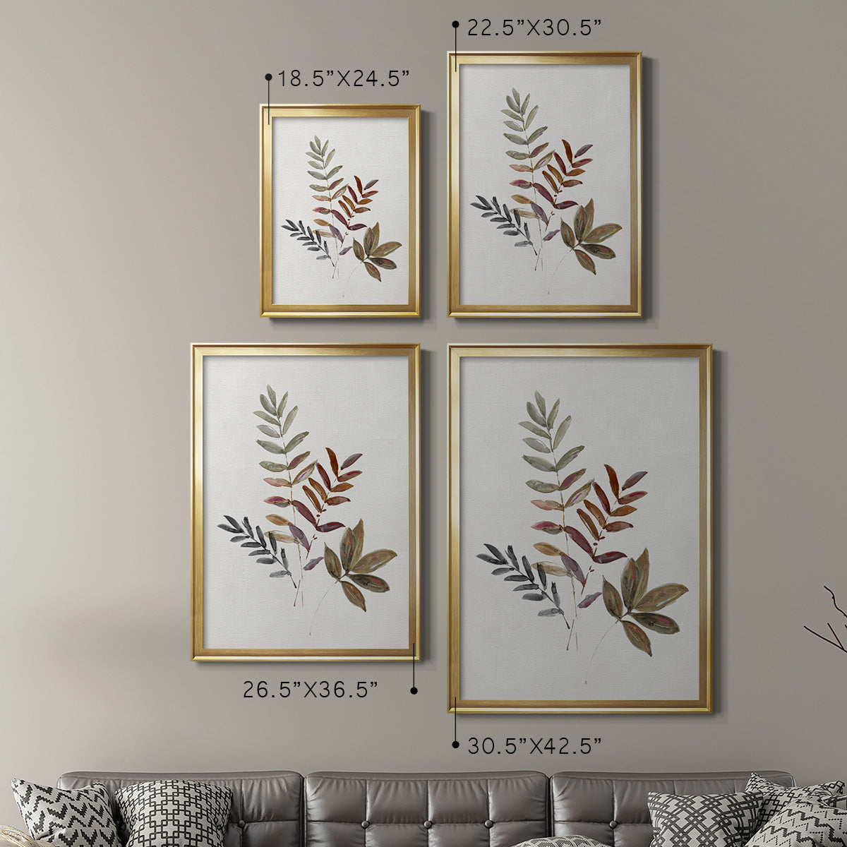 Autumn Leaves III - Modern Framed Canvas Print