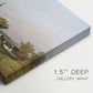 Canvas art print of a rural village with church surrounded by trees and open land, highlighting texture and gallery-wrapped edges
