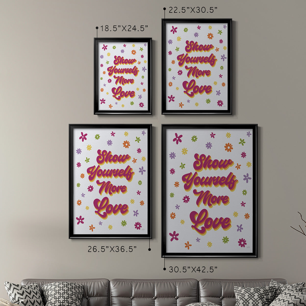 Show Yourself More Love - Modern Framed Canvas Print