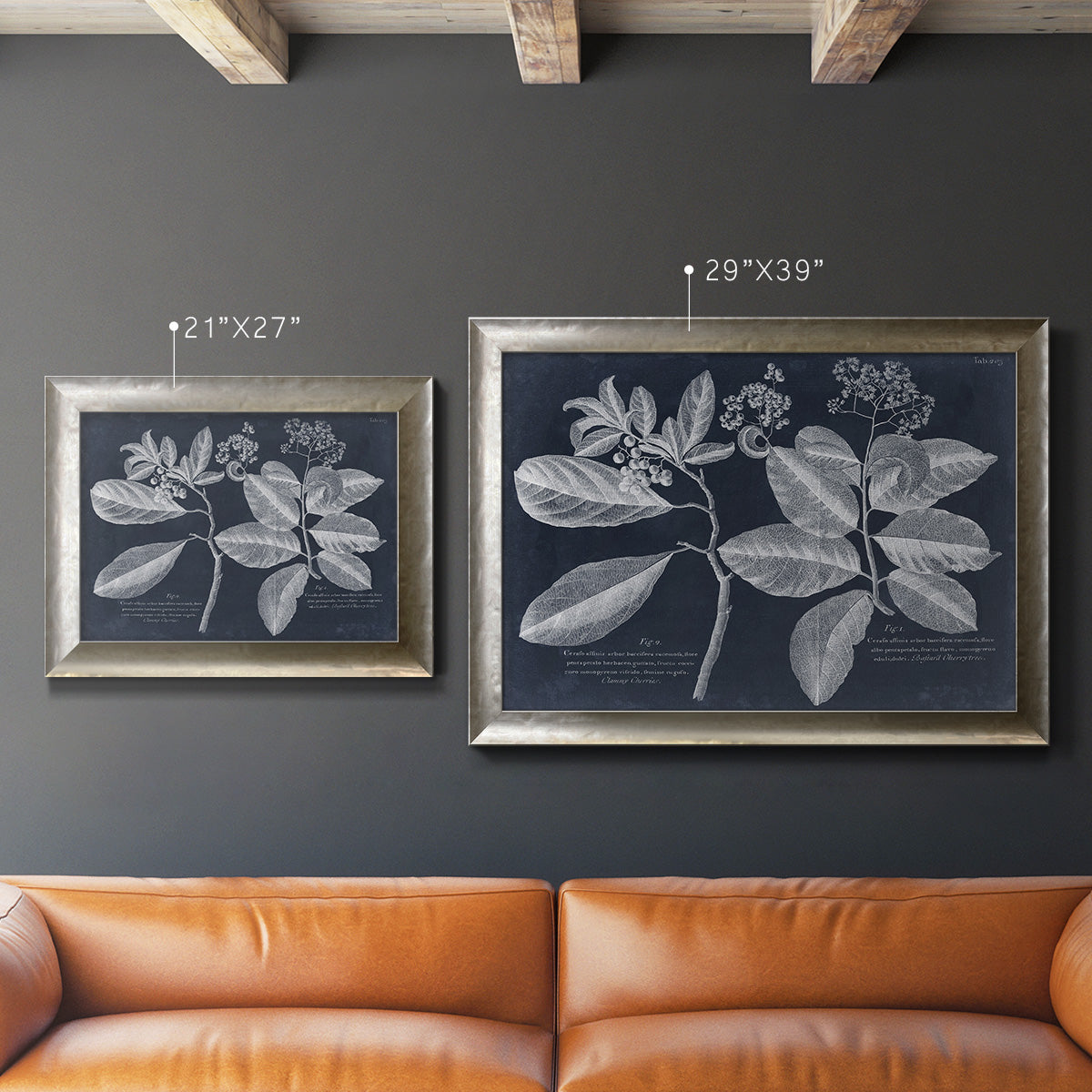 Foliage on Navy IV Premium Framed Canvas- Ready to Hang