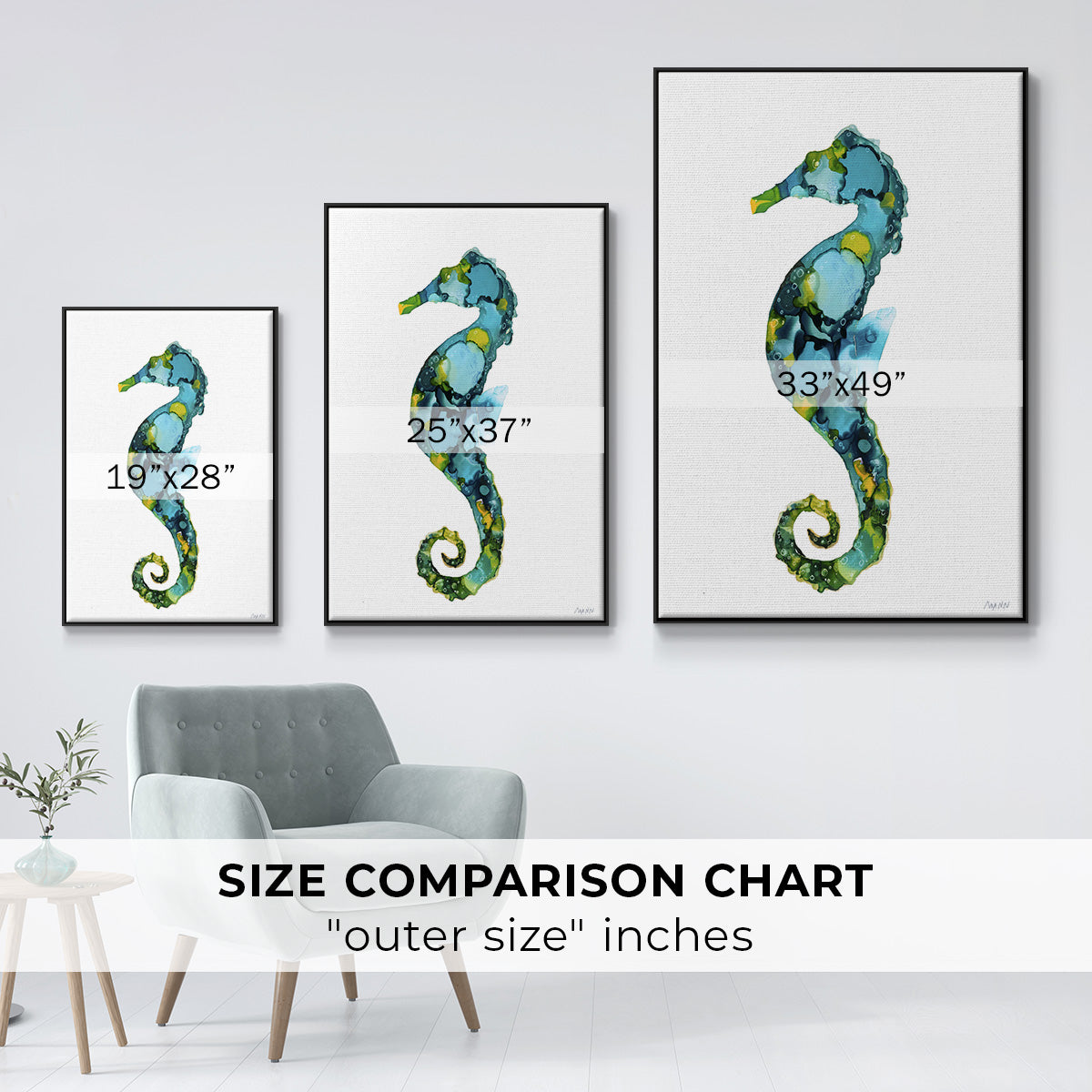 Seahorse - Framed Premium Gallery Wrapped Canvas L Frame - Ready to Hang