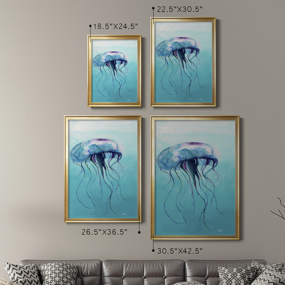 Jelly Fish - Modern Framed Canvas Print