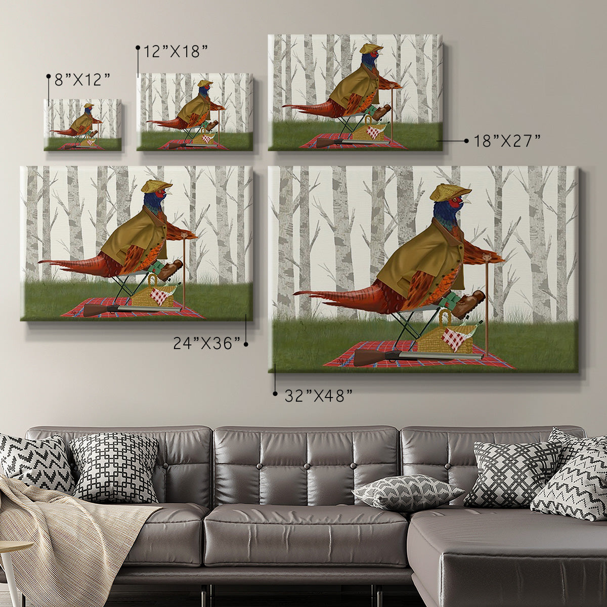 Pheasant Shooting Party 4 Premium Gallery Wrapped Canvas - Ready to Hang