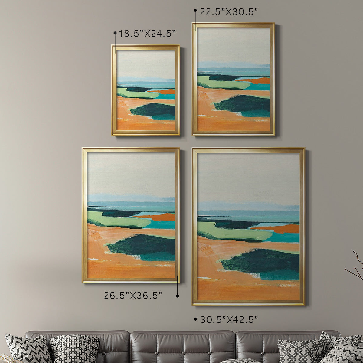 Aqua and Orange II - Modern Framed Canvas Print