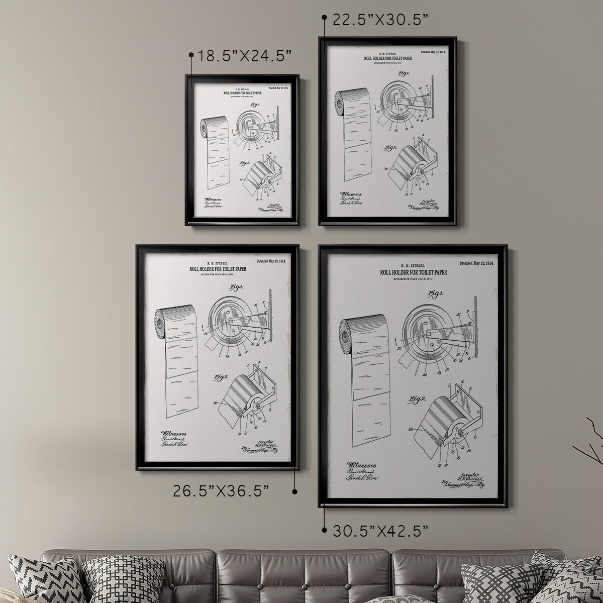 Toilet Paper Patent III - Modern Framed Canvas Print