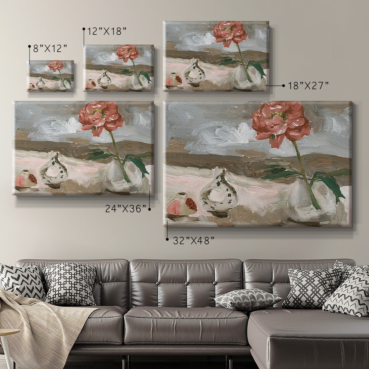 Vase of Pink Flowers IV Premium Gallery Wrapped Canvas - Ready to Hang