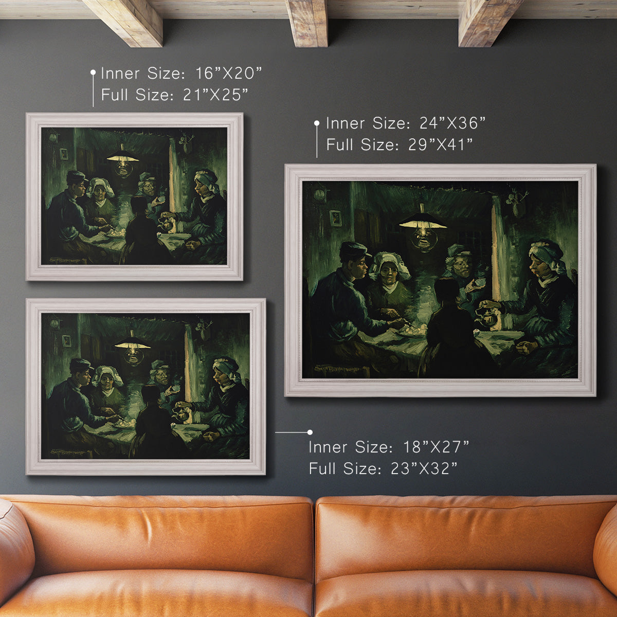 Second Study for the Potato Eaters - Ornate Framed Canvas Print