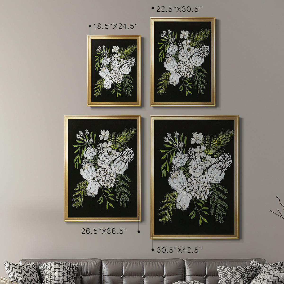 Alabaster Bouquet II - Modern Framed Canvas Print